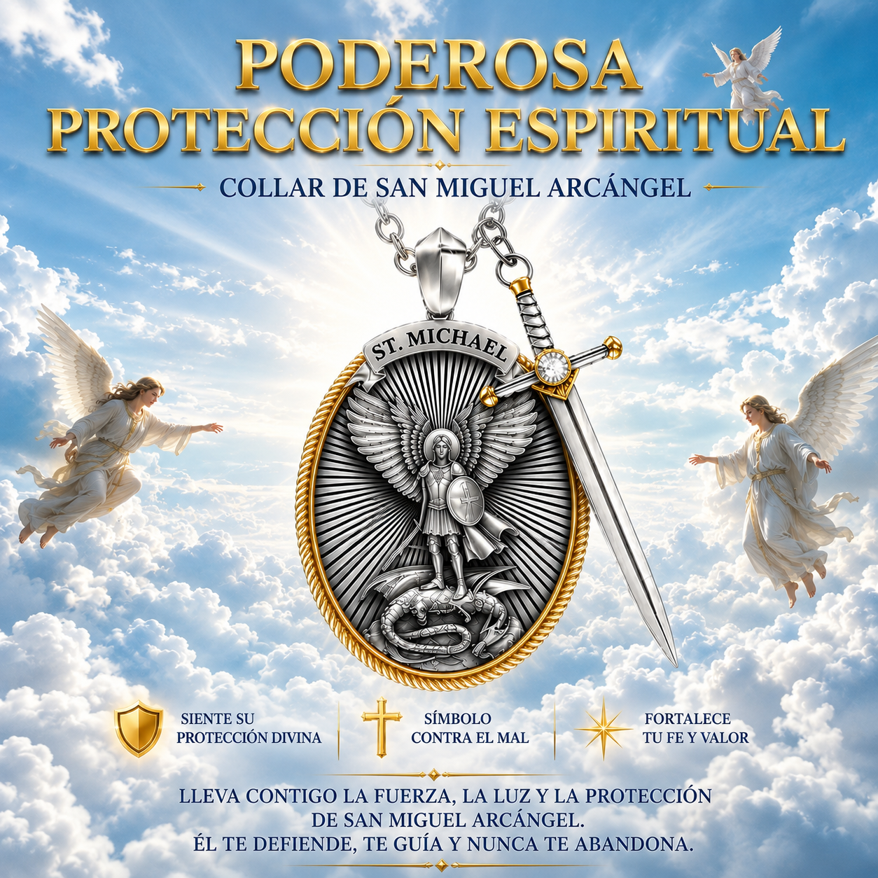 Collar San Miguel Arcángel - Fé Fuerza y Protección a Diario